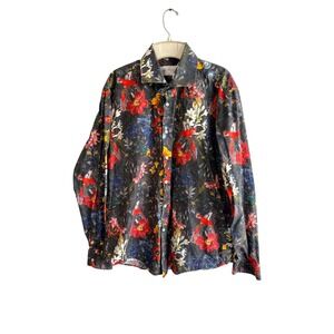 Kurt River Size XL Black Multicolor Floral Slim Fit Bowery Spread Shirt Resort